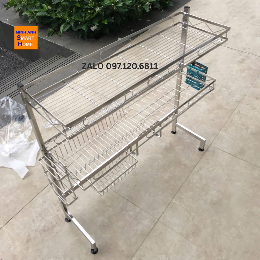 Hình ảnh thực tế kệ chén inox 2 tầng