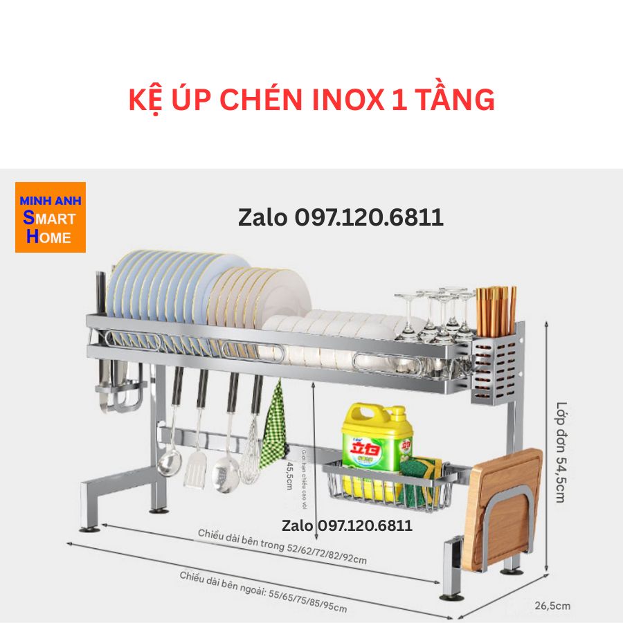 Kệ úp chén 1 tầng inox