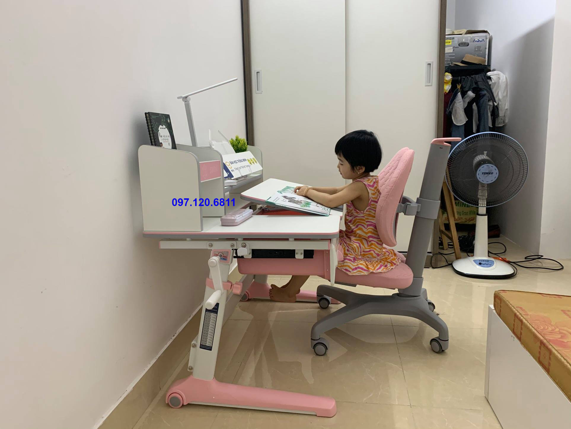 Bộ Bàn Ghế Chống Gù Trẻ Em Dài 100cm Mã JD-5100 Và Ghế MC-159