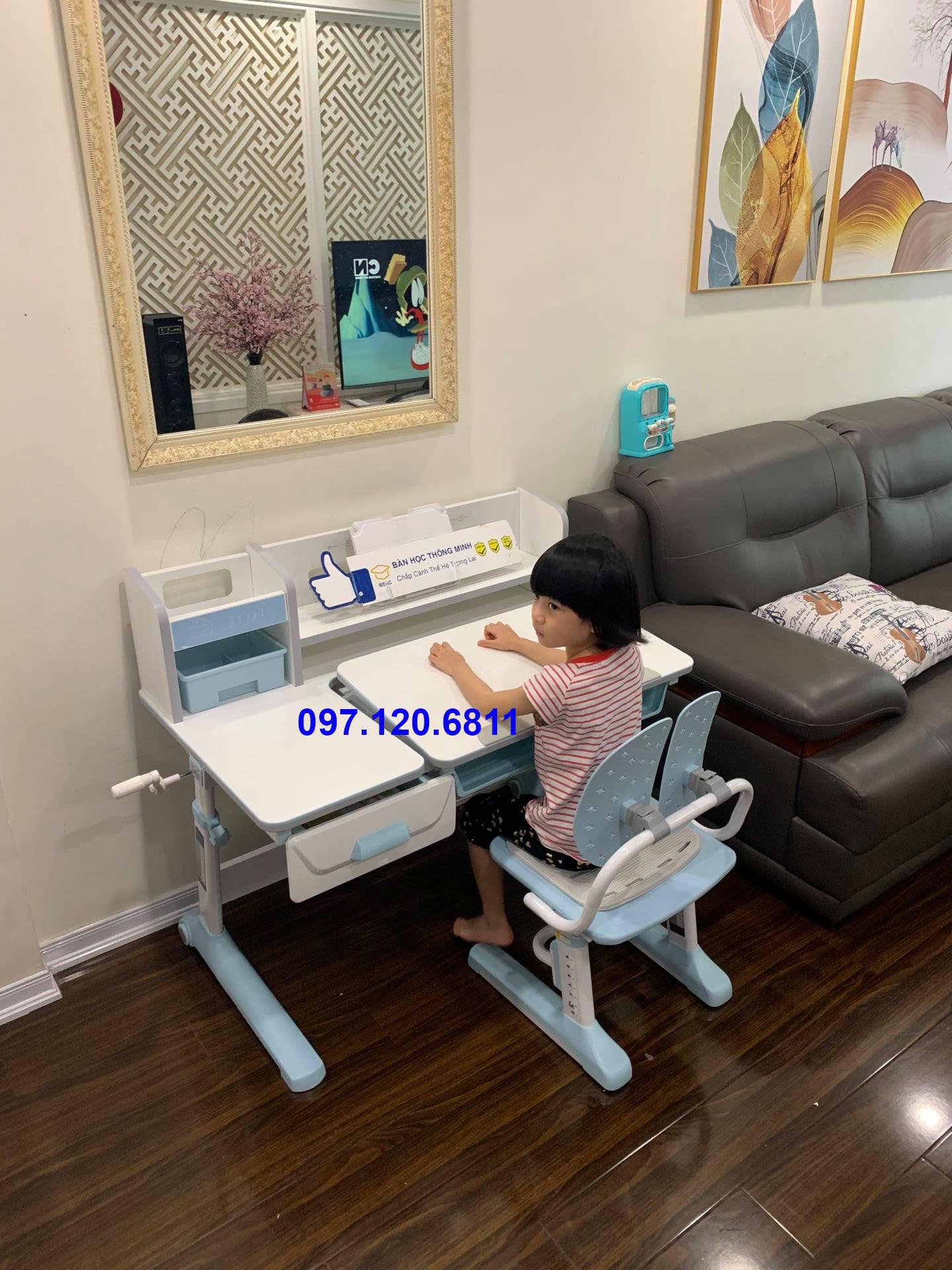 Bộ Bàn Ghế Chống Gù Trẻ Em Dài 100cm Mã JD-5100 Và Ghế MC-159