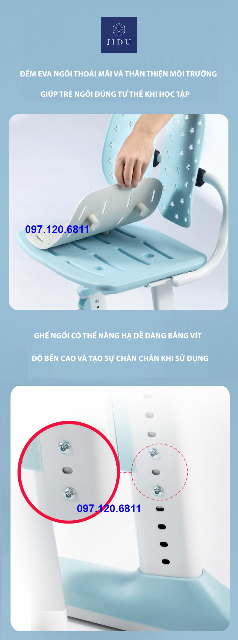 Bộ Bàn Ghế Chống Gù Trẻ Em Dài 100cm Mã JD-5100 Và Ghế MC-159