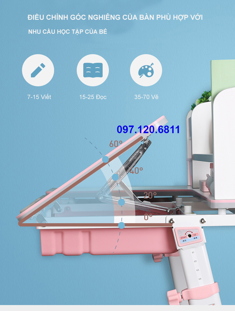 Bộ Bàn Ghế Chống Gù Trẻ Em Dài 100cm Mã JD-5100 Và Ghế MC-159