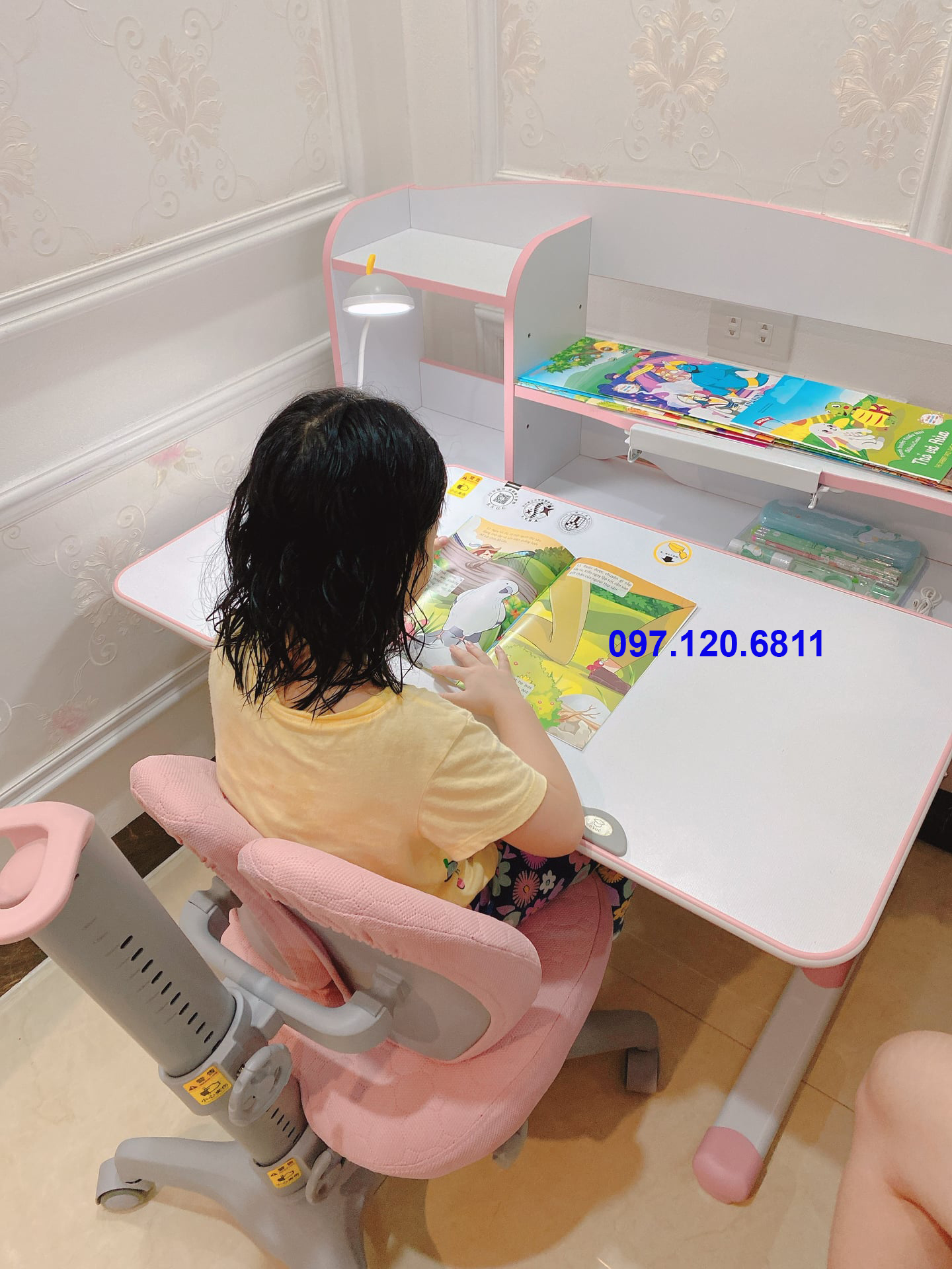 Bộ Bàn Học Chống Gù Chống Cận 80cm Mã DRZ-8001 Và Ghế Chống Gù MC-159