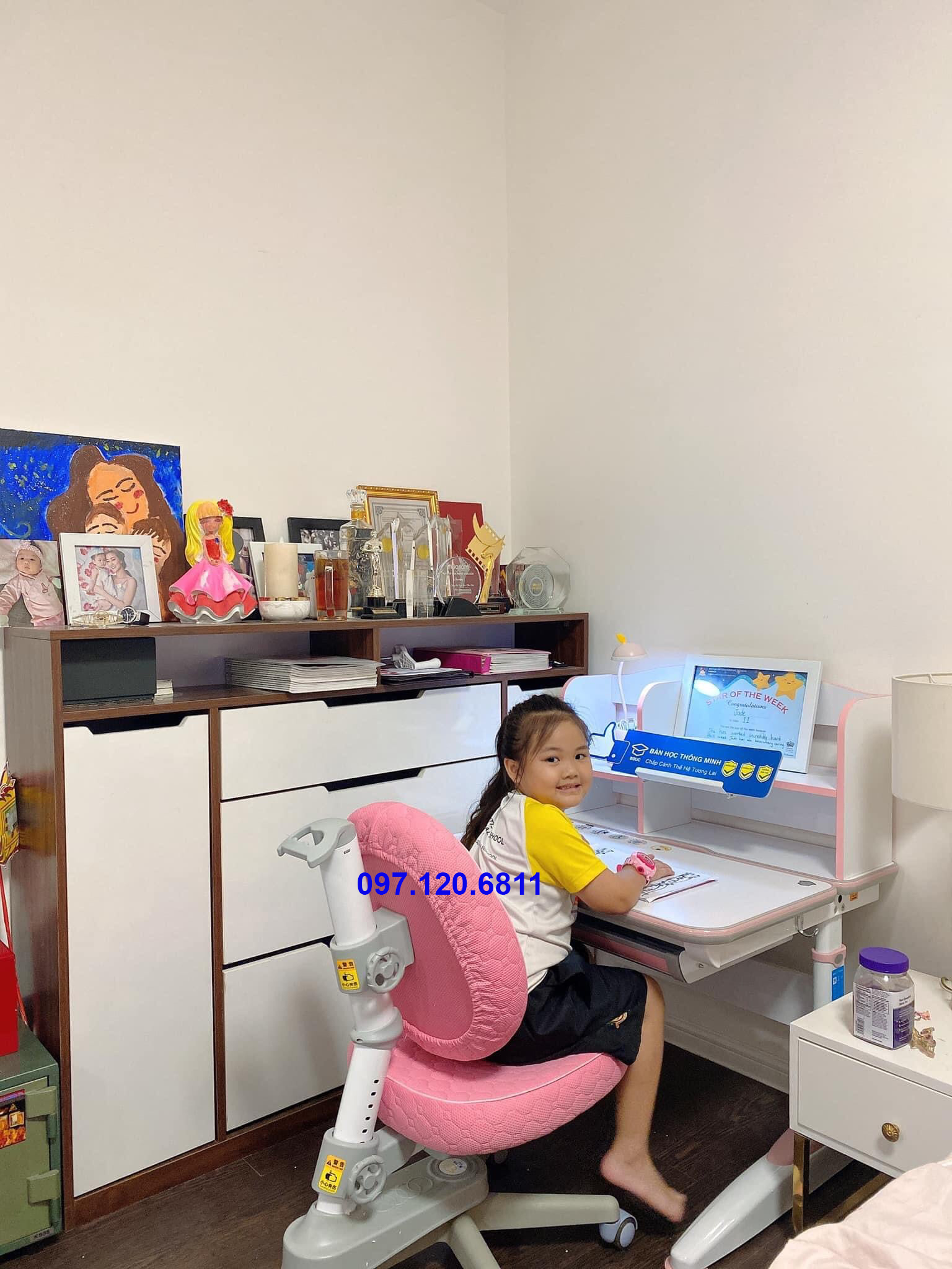 Bộ Bàn Học Chống Gù Chống Cận 80cm Mã DRZ-8001 Và Ghế Chống Gù MC-159