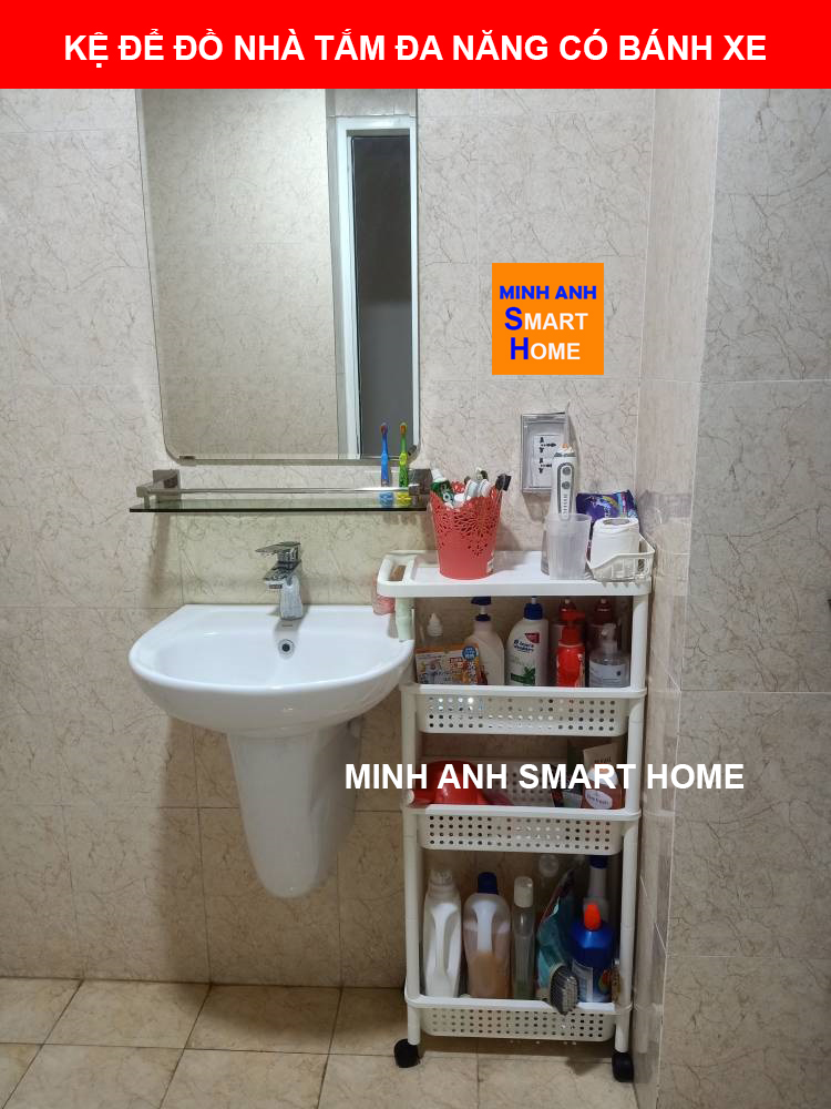 Kệ để đồ nhà tắm đa năng có bánh xe