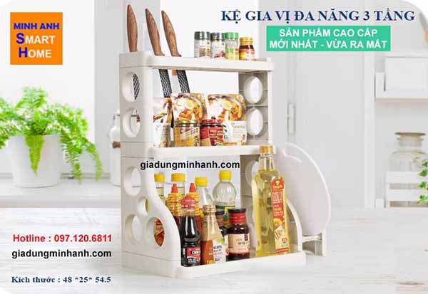 Kệ Gia Vị Đa Năng 3 Tầng