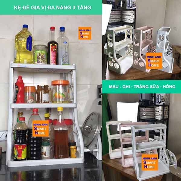 Kệ gia vị đa năng 3 tầng nhựa