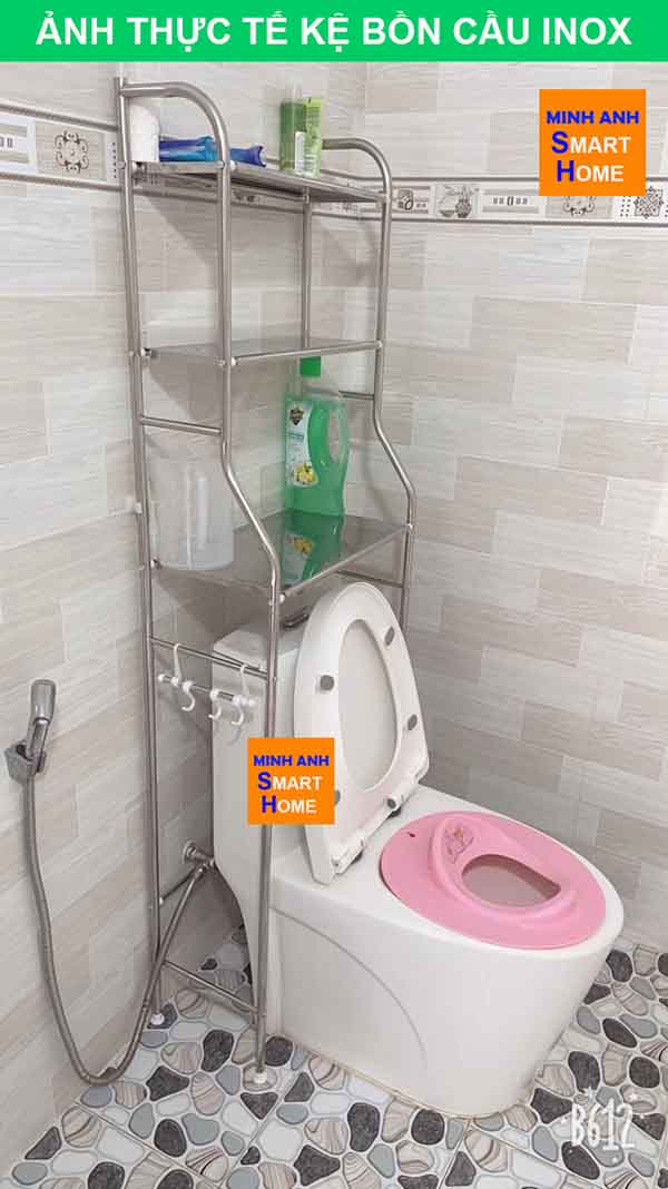 Ảnh thực tế kệ bồn cầu inox