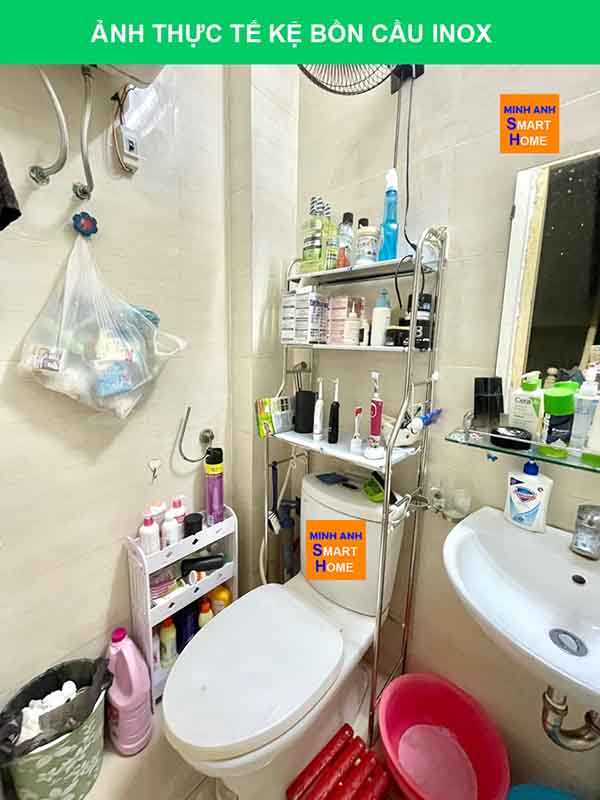 Kệ bồn cầu inox trong nhà vệ sinh, nhà tắm