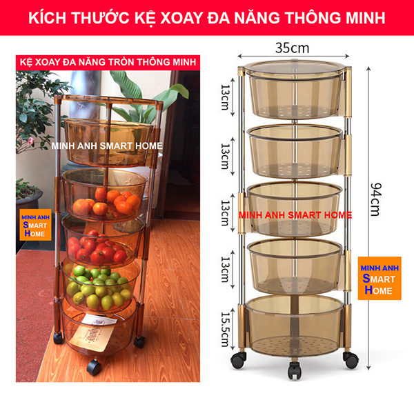 Kệ xoay đa năng tròn thế hệ mới có đường kính rộng 35cm lớn hơn thế hệ cũ