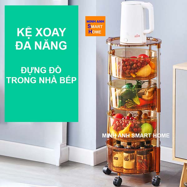 Kệ bếp đa năng xoay tròn đựng rau củ quả