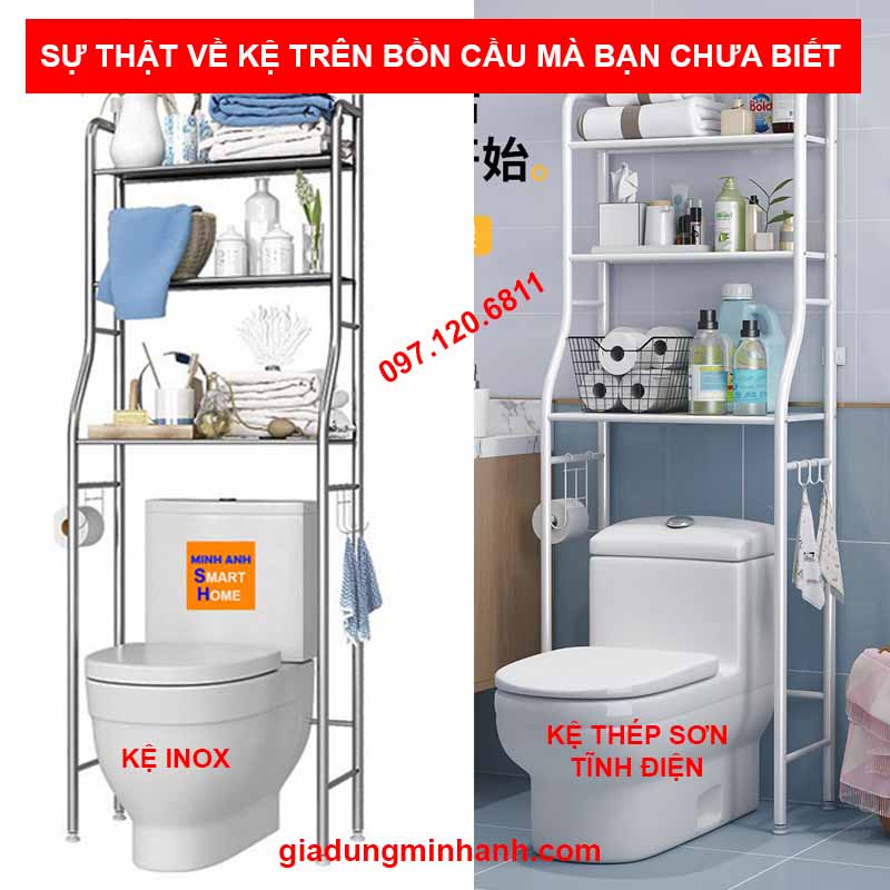Kệ bồn cầu inox và kệ bồn cầu bằng thép sơn tĩnh điện