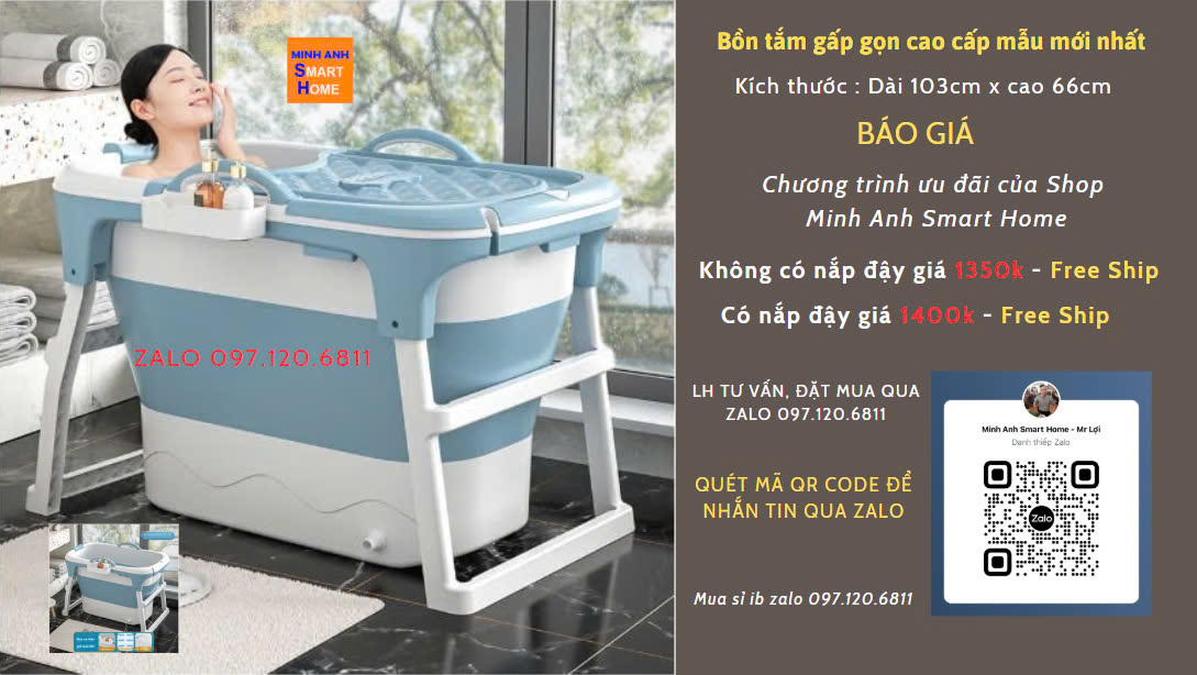 Báo giá bồn tắm gấp gọn cho người lớn dài 103cm x cao 66cm