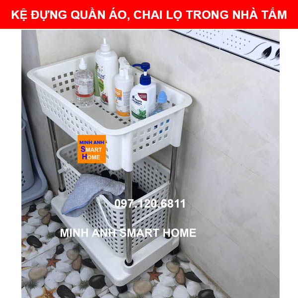 Kệ nhà tắm - Kệ 2 tầng cỡ lớn có bánh xe