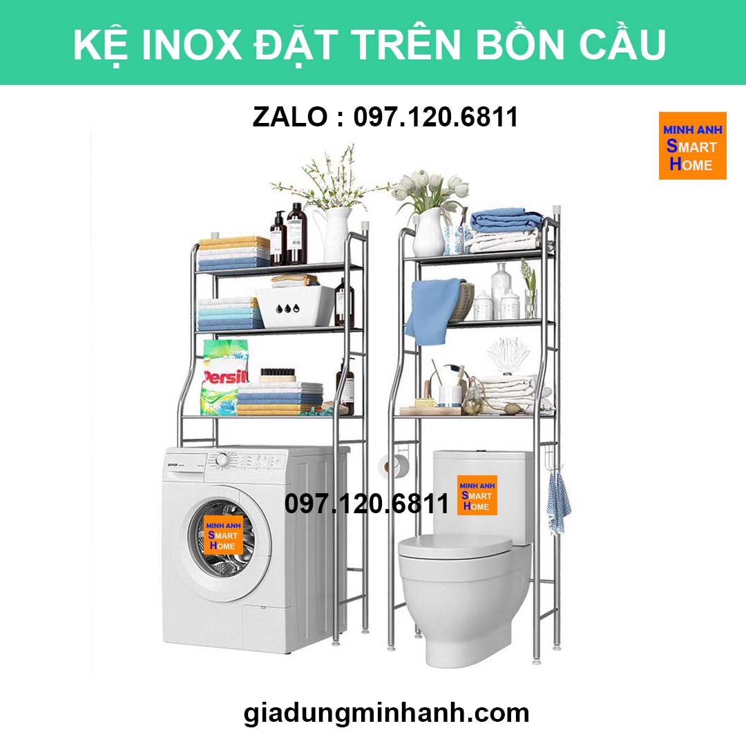 Kệ nhà tắm - Kệ inox để trên bồn cầu, toilet