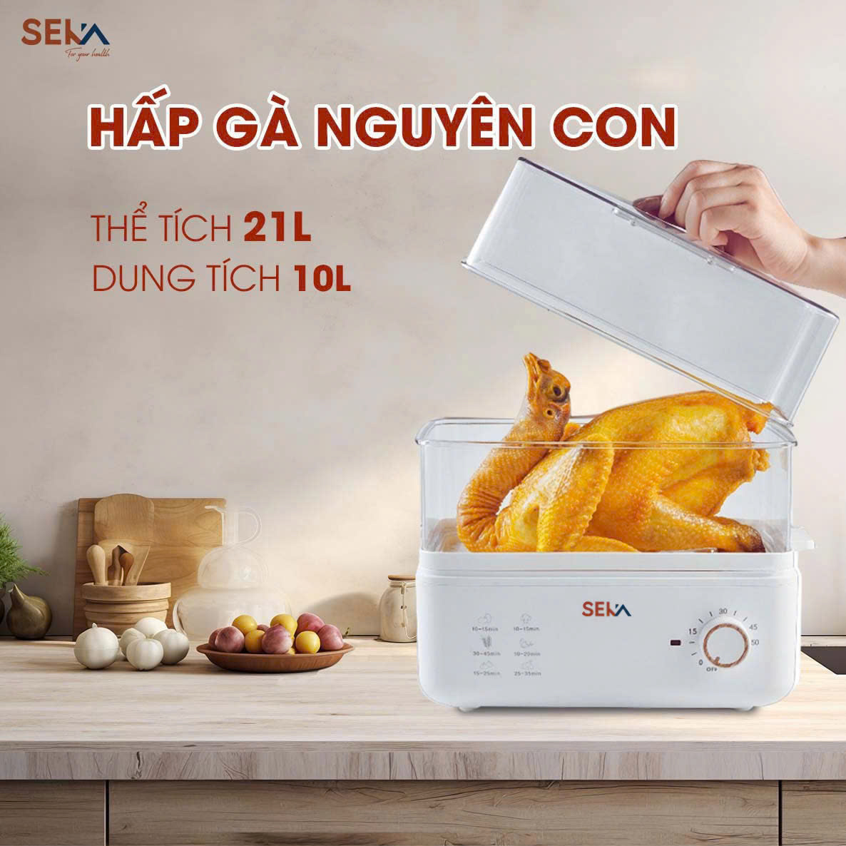 Nồi hấp điện - hấp gà nguyên con