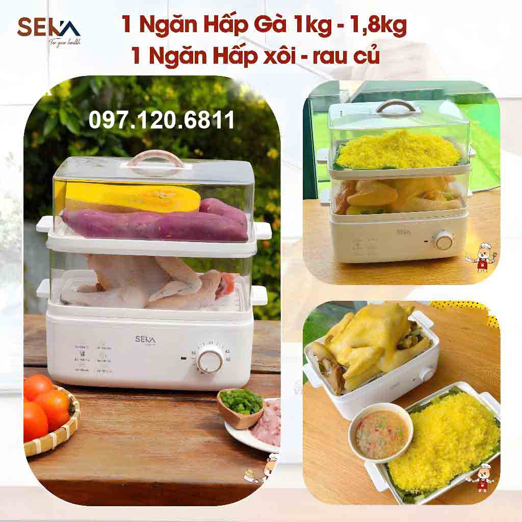 Nồi hấp điện Seka 2 tầng